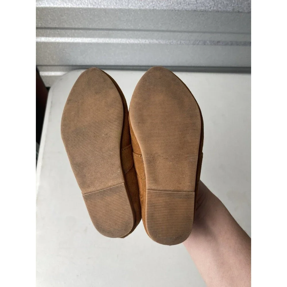 Old Navy Girls Ballet Flats Cognac Brown Bow Pointed Toe Shoes Size 8